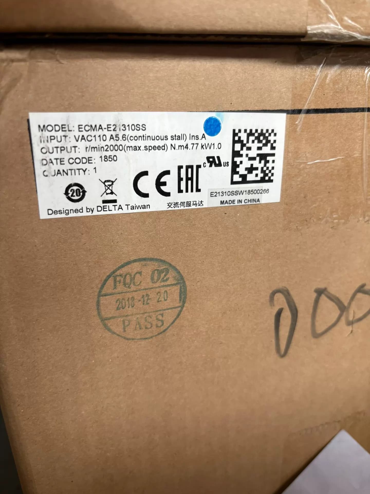 100 % brandneue, originale und echte Delta ECMA-E21310SS Frequenzumrichter, Antriebsservomotor