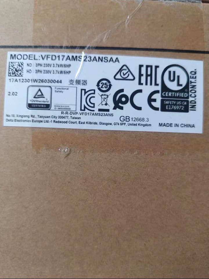 100 % brandneuer, originaler und echter Delta VFD17AMS23ANSAA 3,7 kW dreiphasiger 220-V-Frequenzumrichter-Antriebsservomotor