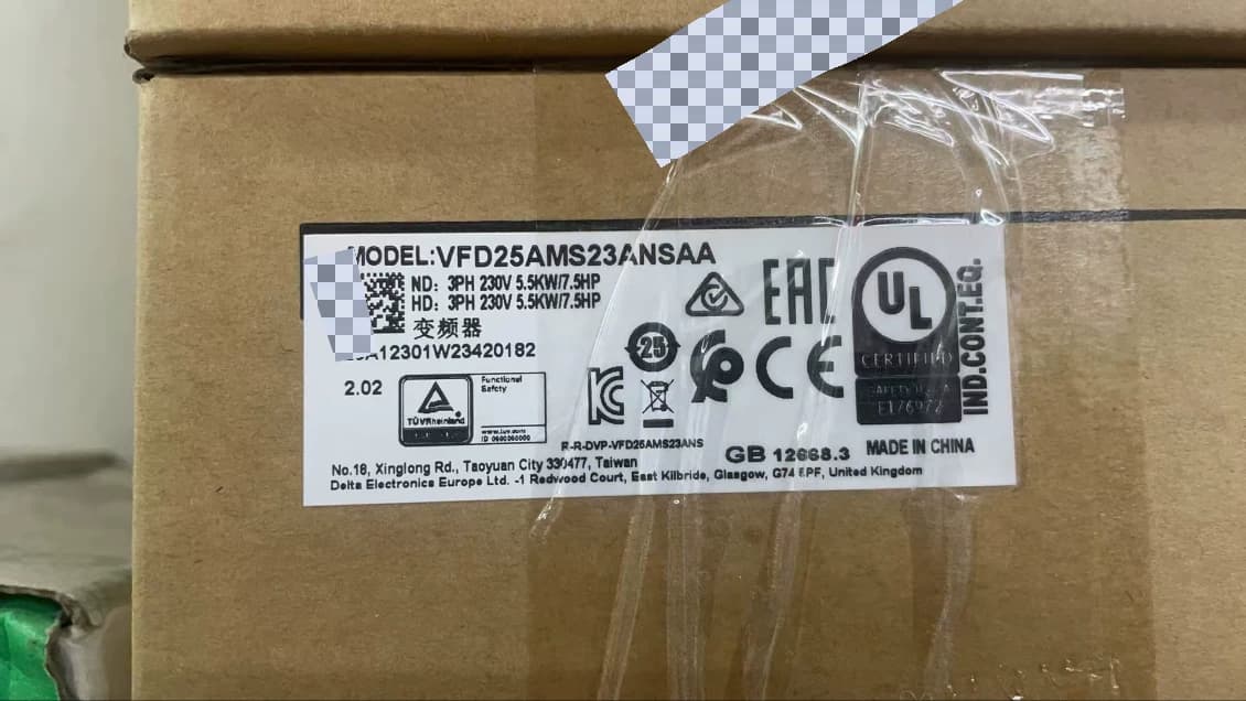 100 % brandneuer, originaler und echter Delta VFD25AMS23ANSAA 5,5 kW dreiphasiger 220-V-Frequenzumrichter-Antriebsservomotor