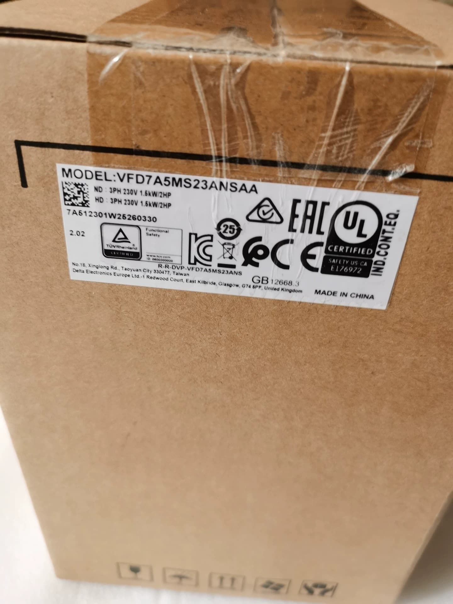 100 % brandneuer, originaler und echter Delta VFD7A5MS23ANSAA 1,5 kW dreiphasiger 220-V-Frequenzumrichter-Antriebs-Servomotor