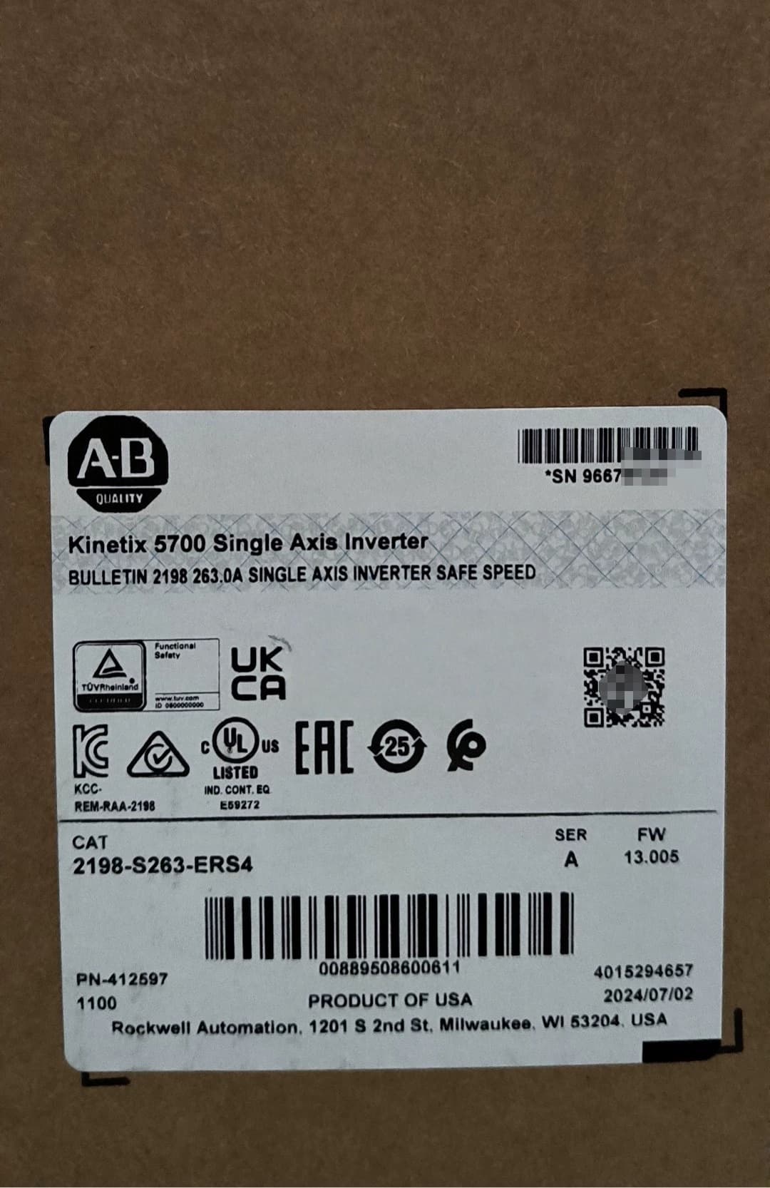 2198-S263-ERS4 Kinetix 5700-Servo, brandneu und echt