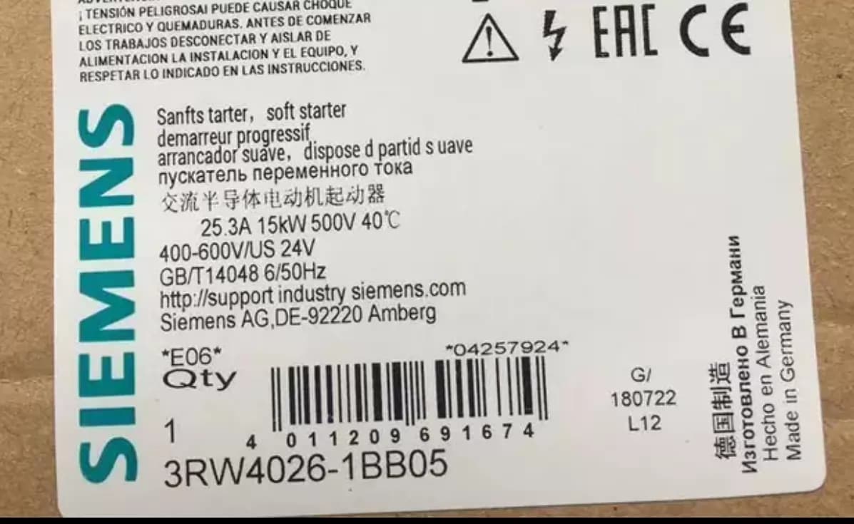 Brandneuer, originaler Siemens 3RW4026-1BB05 Softstarter SIRIUS SOFT STARTER
