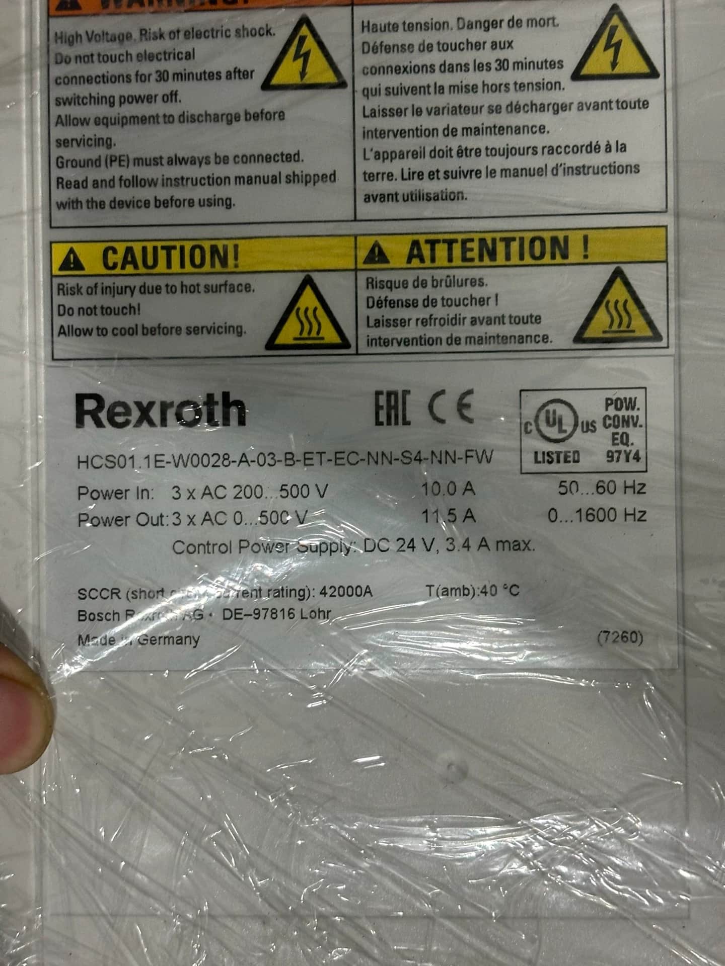 Brandneuer Original Bosch Rexroth Servoantrieb HCS01.1E-W0028-A-03-B-ET-EC-NN-S4-NN-FW Servomotor Schneller Versand